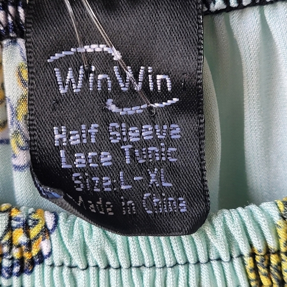 WIN WIN Boho Women's Blouse 3/4 Sleeve Off Shoulder L/XL Lace Multicolor Tunic - Picture 3 of 9